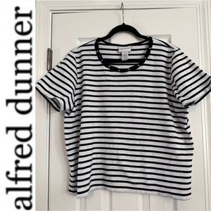 alfred dunner sea anchors Beaded Short-Sleeve Tee size blue and white XL